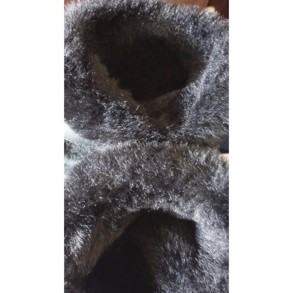 Lauren Ralph Lauren Leather Black Fur Logo Boots Booties 9.5 EUC Gold Hardware - Picture 4 of 8